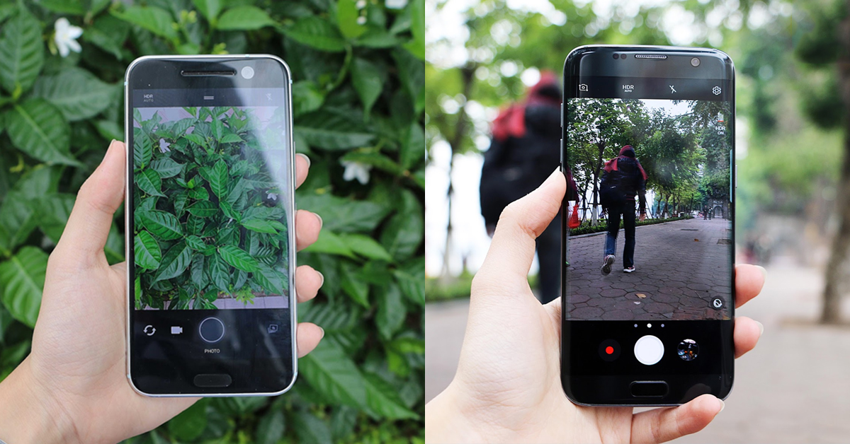 Camera sau của HTC 10 (trái) và Samsung Galaxy S7 (phải)
