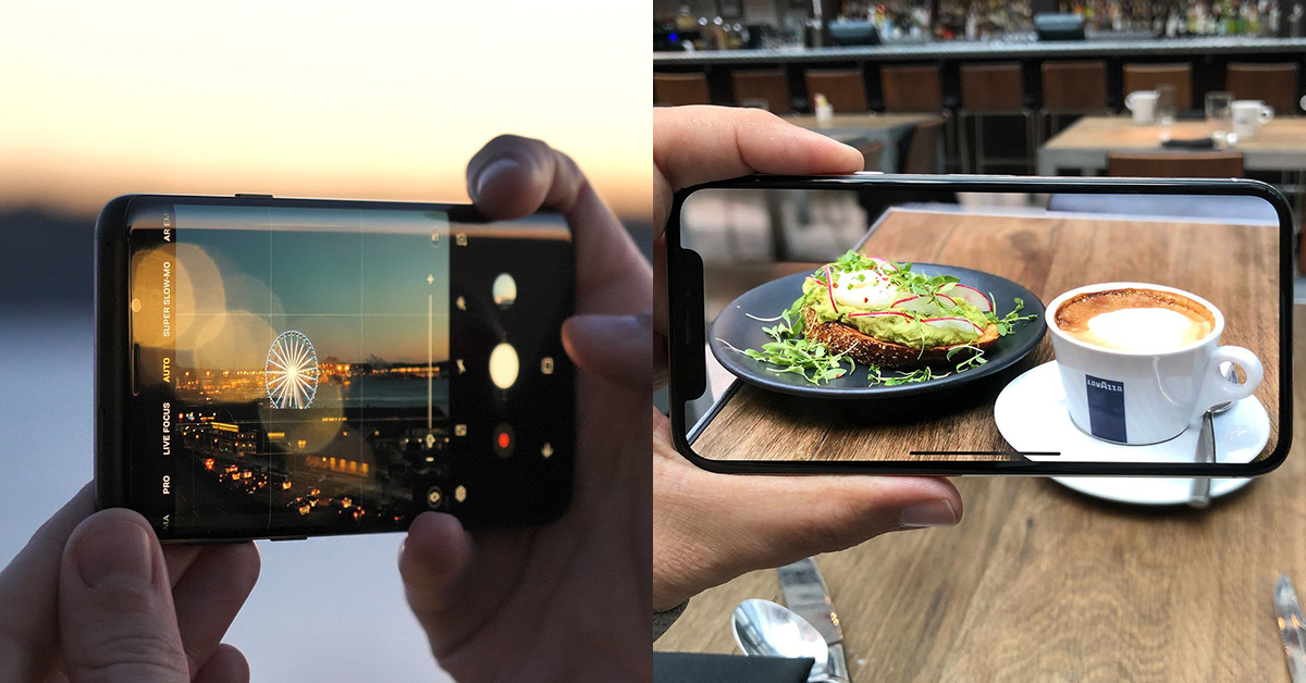 Camera Galaxy S9 (trái) và camera iPhone X (phải)
