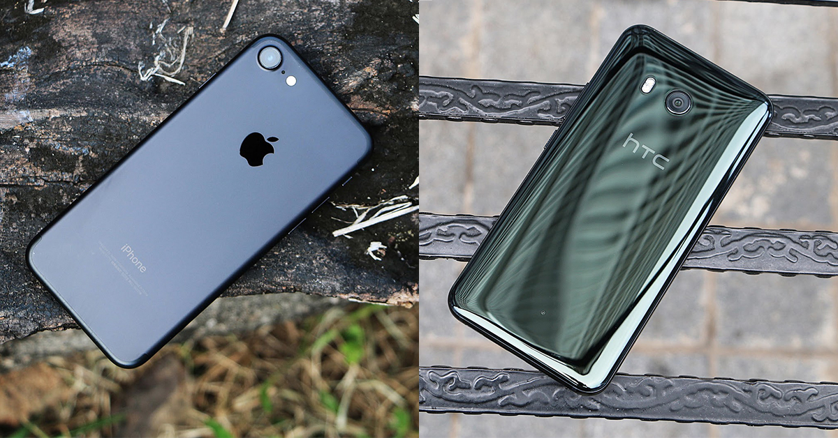 iPhone 7 sở hữu mặt lưng kim loại còn HTC U11 được trang bị mặt lưng kính