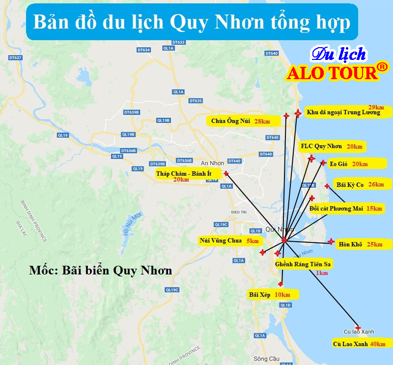 Bản đồ du lịch Quy Nhơn 2021