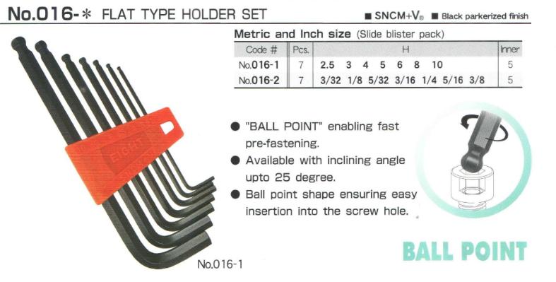 Bộ lục giác với 7 cỡ từ 2.5 đến 10mm, Eight 016-1,