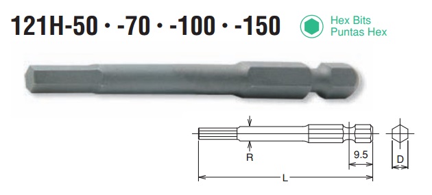 Bits lục giác Koken, Koken 121H, 121H.70-5, đầu bits lục giác chìm Koken