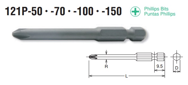 Koken 121P.50-2, bits 4 cạnh mũi số 2, 