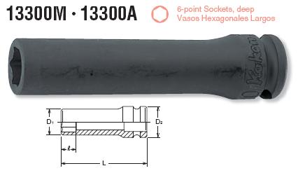 Đầu khẩu 13300M, đầu socket Koken 3/8 inch, khẩu Koken,