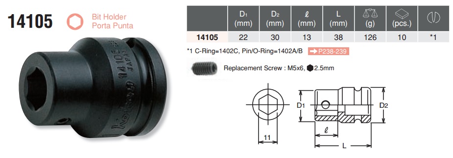 Đầu giữ, đầu nối bits, Koken 14105, RS14025 Koken