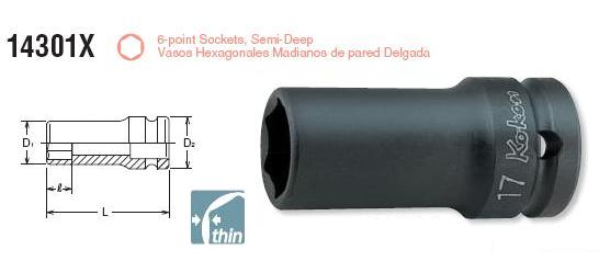 Đầu khẩu Koken 1/2 inch, Koken 14301X, đầu khẩu 1/2 inch dài 60mm