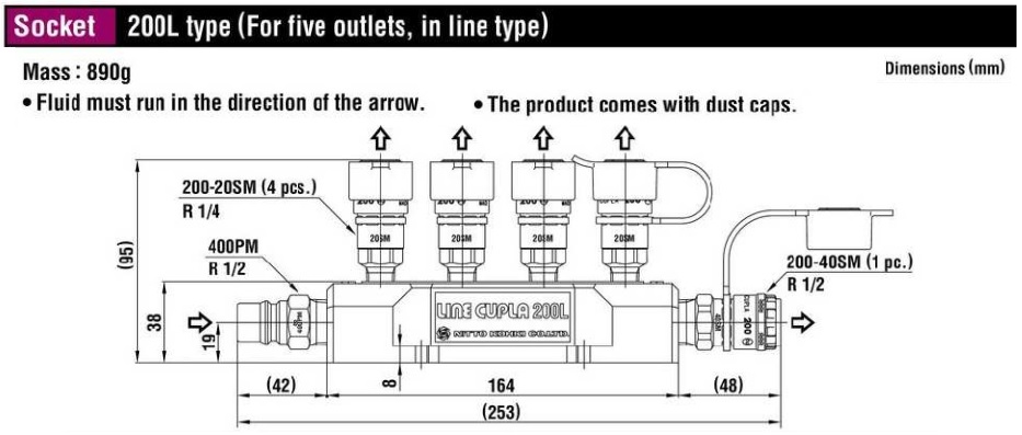 Bộ đầu chia khí nén Nitto, Nitto 200L, 