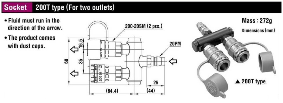 Bộ đầu chia khí nén Nitto, Nitto 200T