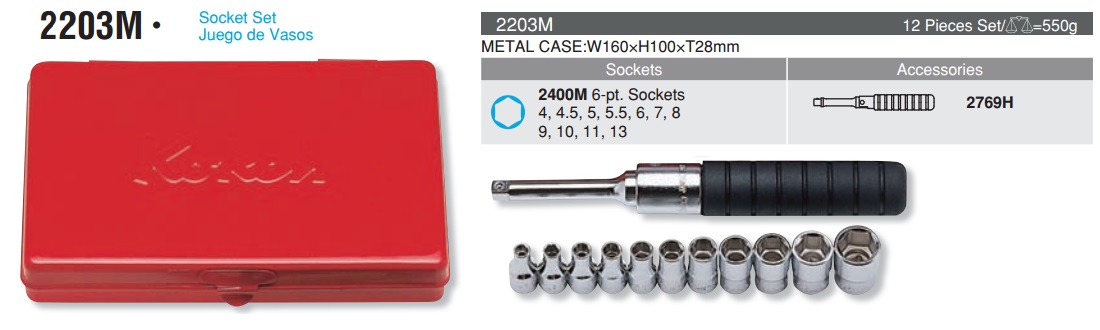 Bộ tuýp Koken, Koken 2203M, bộ đầu khẩu Koken, Koken 1/4 inch