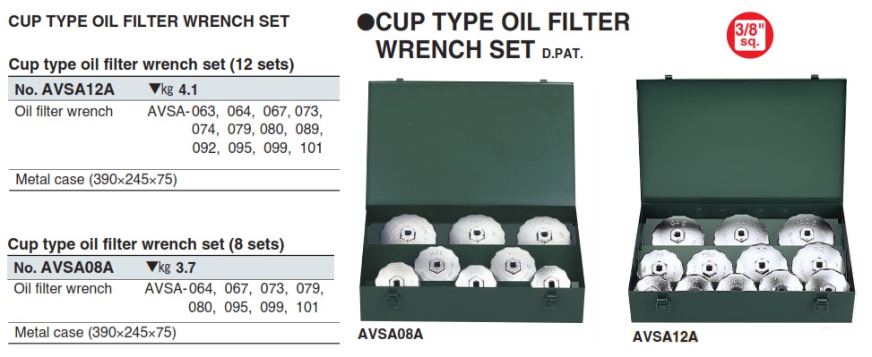Bộ vam tháo cốc lọc dầu, AVSA-12A, AVSA-08A