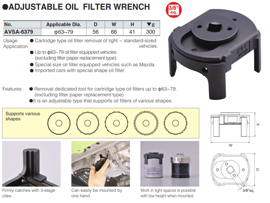 Vam tháo cốc lọc đa năng AVSA-6379, KTC AVSA-6379