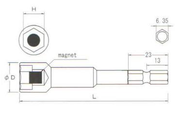 BiX B-39BM, đầu bits BiX, đầu bits nam châm, đầu bits từ tính