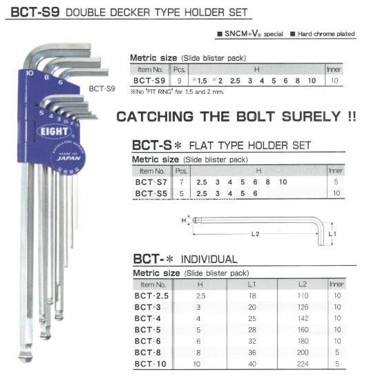 Bộ lục giác vòng ring, bộ lục giác chữ L với vòng thép giữ, BCT-S9,