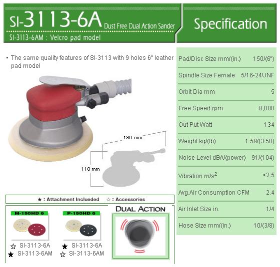 Máy chà nhám 150mm, Shinano SI-3113-6AM, SI-3113-6AM, máy chà nhám có hut bụi
