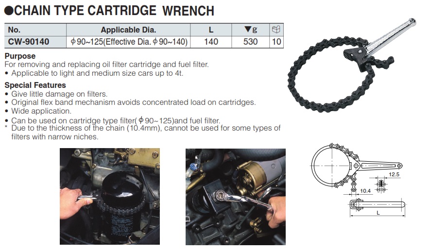 Vam xích tháo cốc lọc dầu KTC, KTC CW-90140