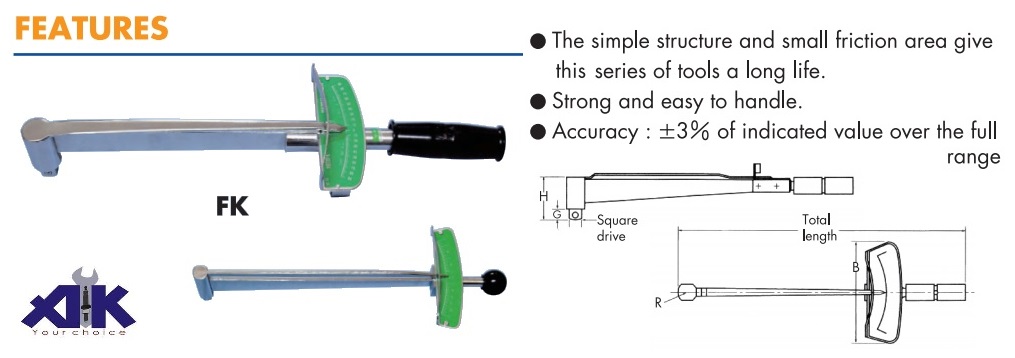 Cờ lê lực dạng kim, Kanon N90FK, dải lực 10-90Nm, cờ lê lực Kanon kim chỉ