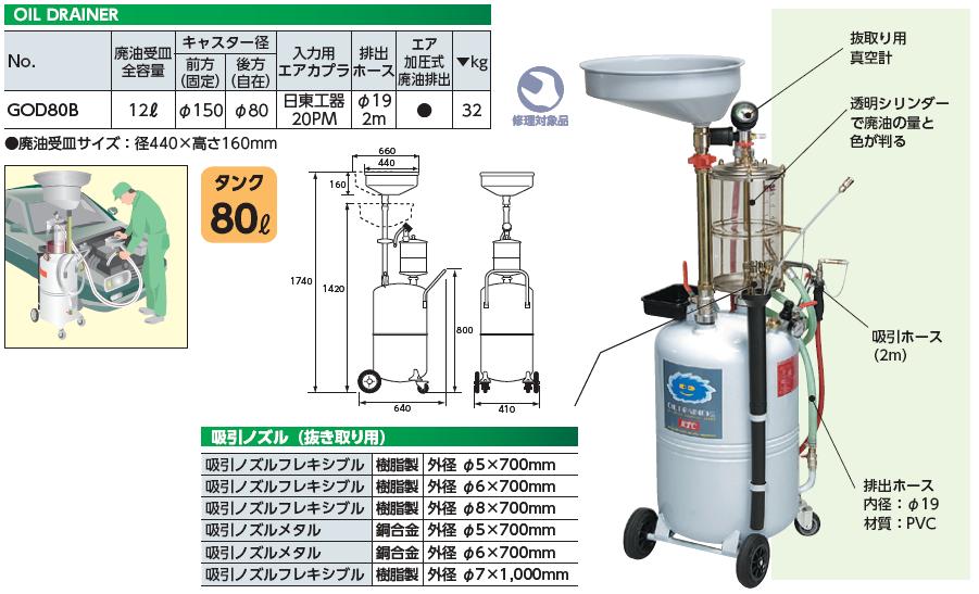 Thùng đựng dầu, thùng đựng dầu thải động cơ, KTC GOD80B, thùng đựng dầu loại 80 lít