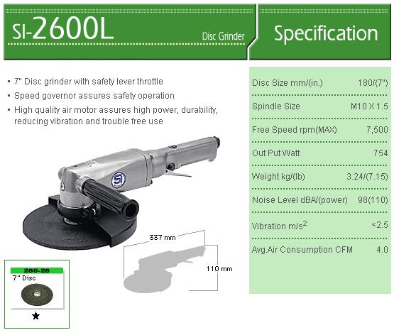 Máy mài góc, máy mài Shinano SI-2600L, máy mài đĩa 180mm