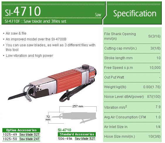 Máy cưa khí, dụng cụ cắt cầm tay, Shinano SI-4710, máy cưa cầm tay dùng khí nén