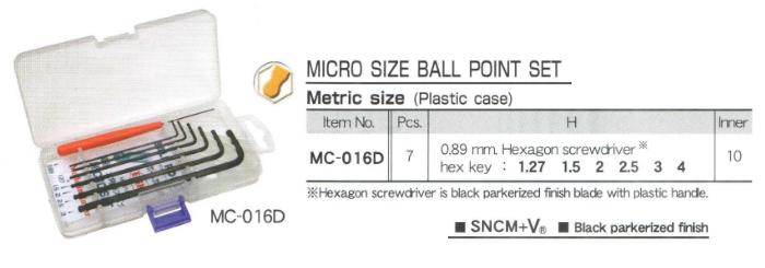 Eight MC-016D, bộ lục giác 7 cỡ từ 0.89 đến 4mm, bộ lục giác cỡ nhỏ