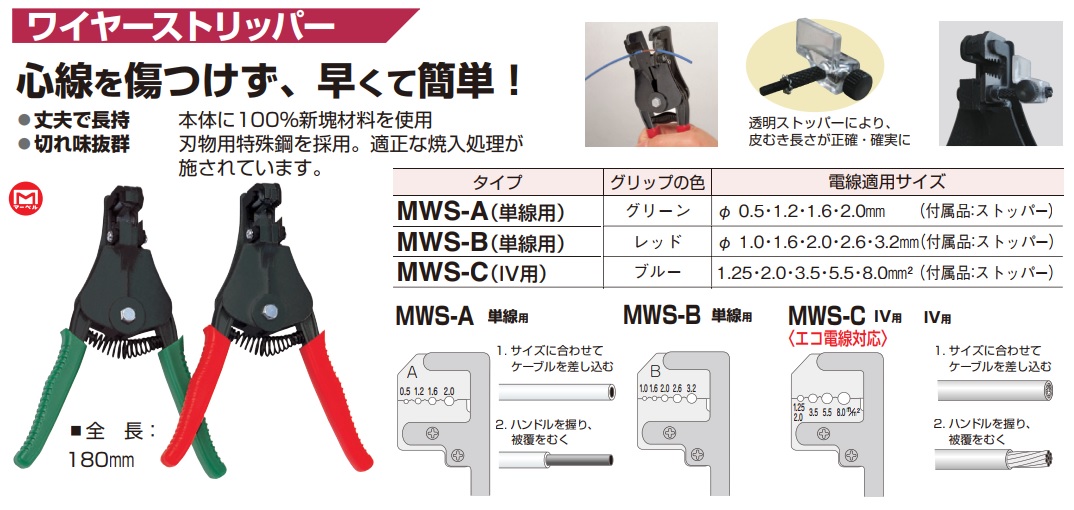 Kìm tuốt dây điện Marvel, Marvel MES-C, kìm tuốt dây điện tiêu chuẩn JIS