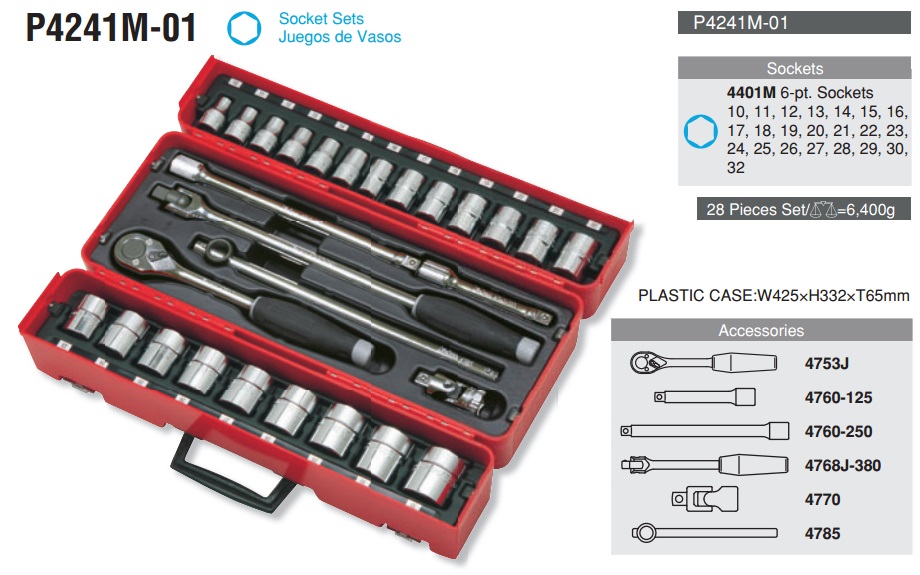 Bộ khẩu 12.7mm Koken, Koken P4241M-01, bộ tuýp 1/2 inch