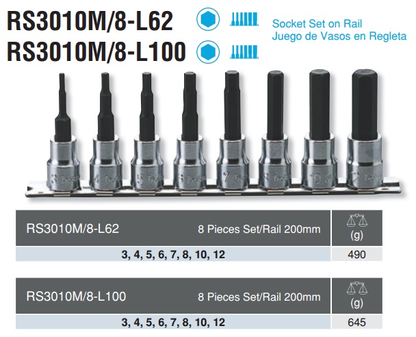 Bộ lục giác chìm dạng khẩu, Koken RS3010M/8-L62, Koken RS3010M/8-L100