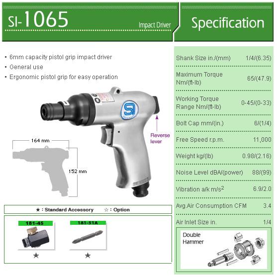 Súng vặn vít kiểu súng, súng bắn vít SI-1065, súng vặn vít Nhật, súng vặn vít, vít 6.35mm