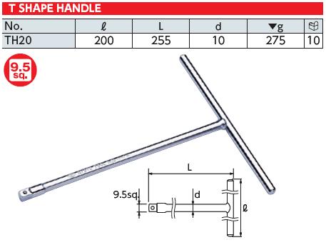 Tay vặn chữ T, tay chữ T đầu nối 3/8 inch, KTC TH20, Yamaha TH20, tay vặn chữ T