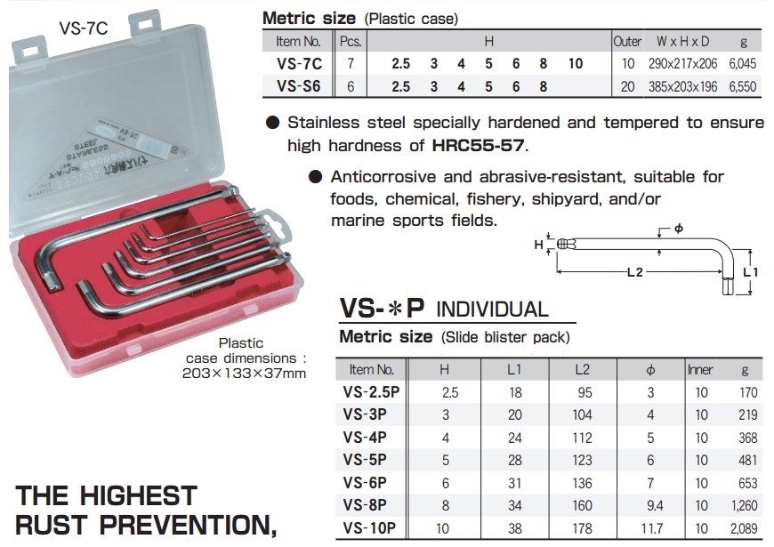 Bộ lục giác bằng thép không gỉ, Eight VS-7C, lục giác Eight, lục giác inox