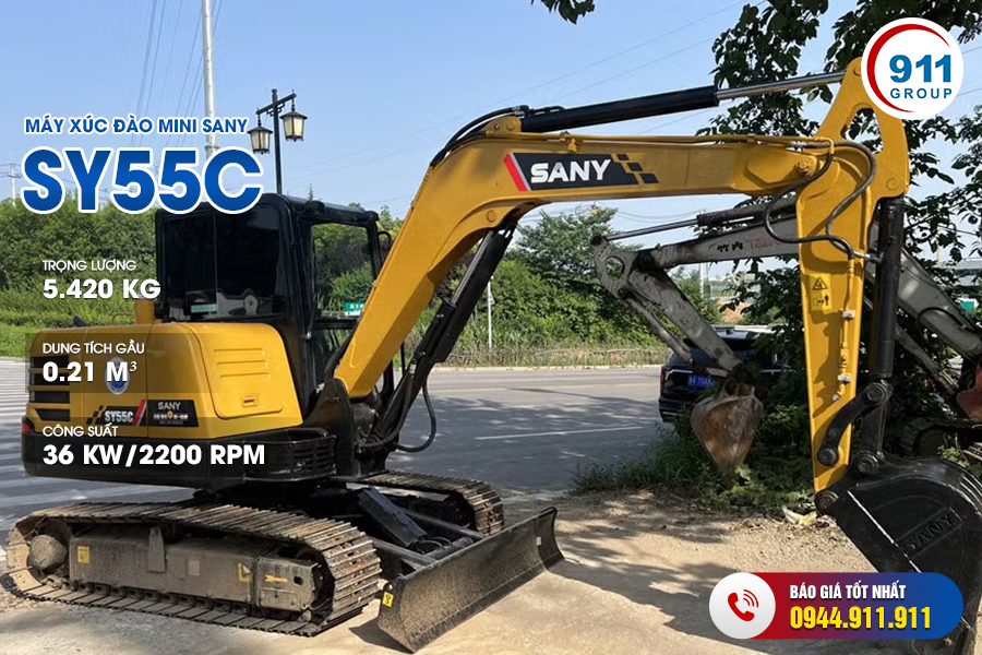 Máy xúc đào mini  - Model SY55C (5.5 tấn)