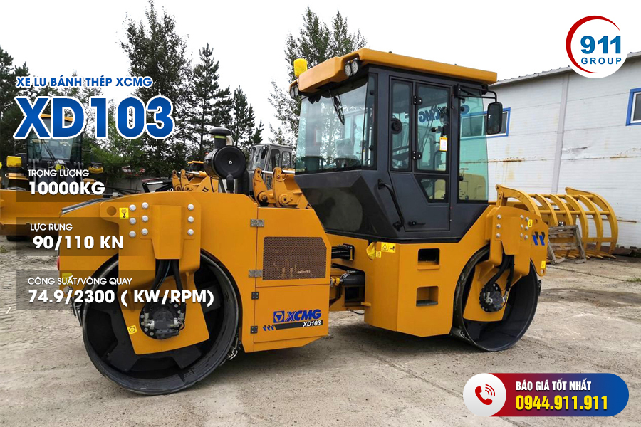 Xe lu bánh thép XCMG tải trọng 10 Tấn