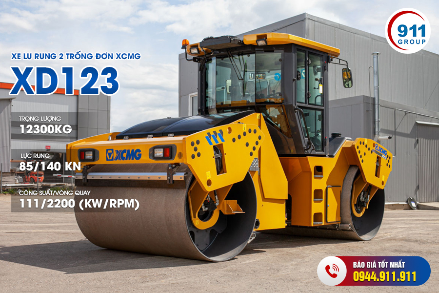 Xe lu rung 2 trống đơn XCMG tải trọng 12,3 Tấn