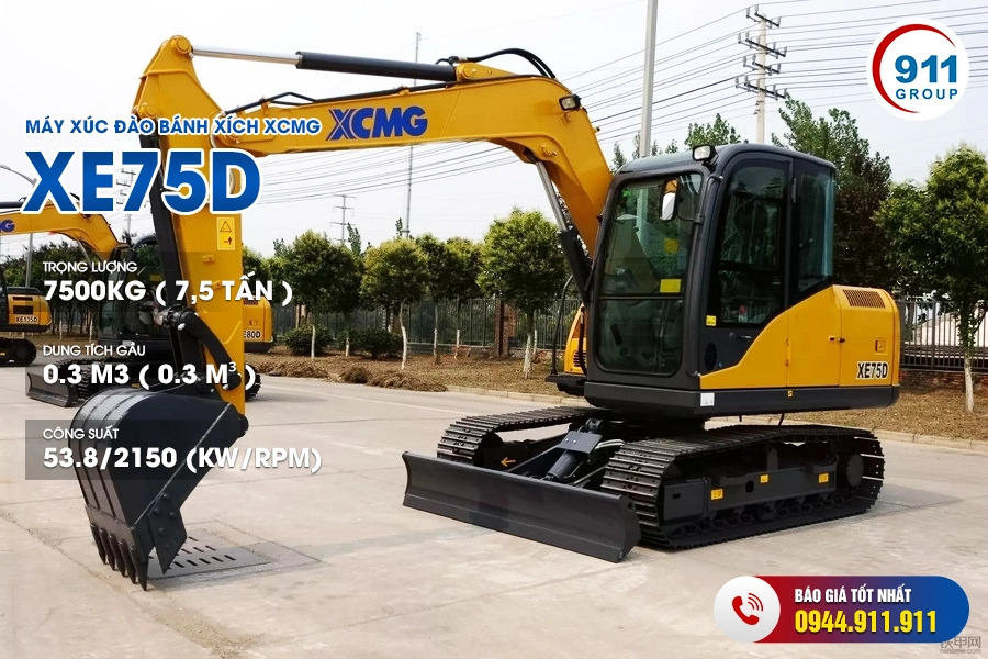 Máy xúc đào mini XCMG - Model: XE75DA (7,5 tấn)