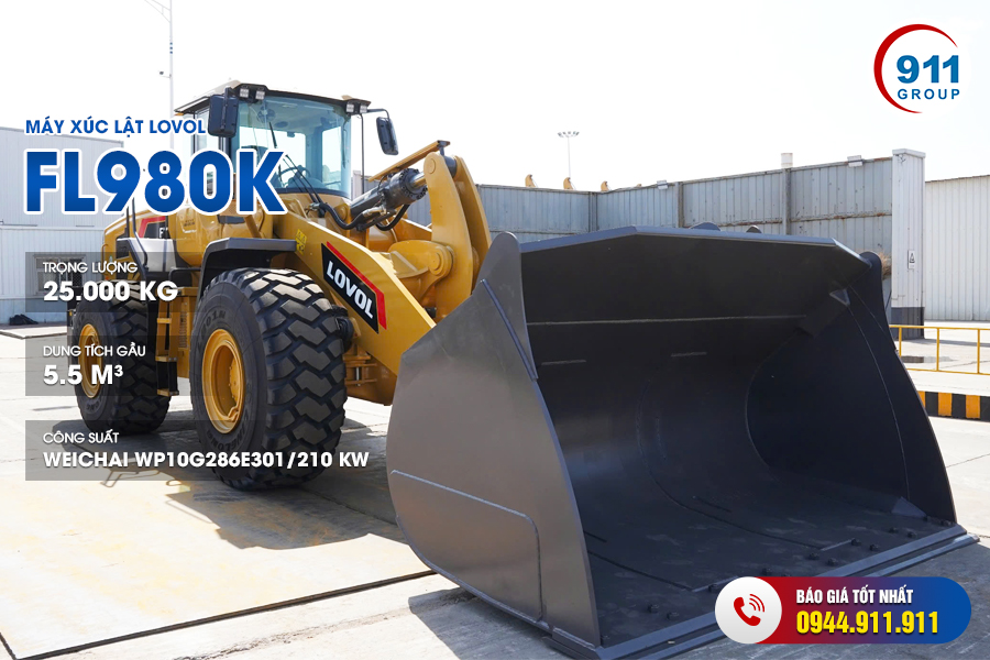 Máy xúc lật Lovol gầu 5.5 m³