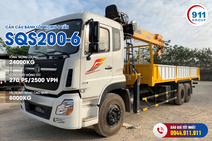 Cần cẩu bánh lốp XCMG 8 tấn - XCMG SQS200-6