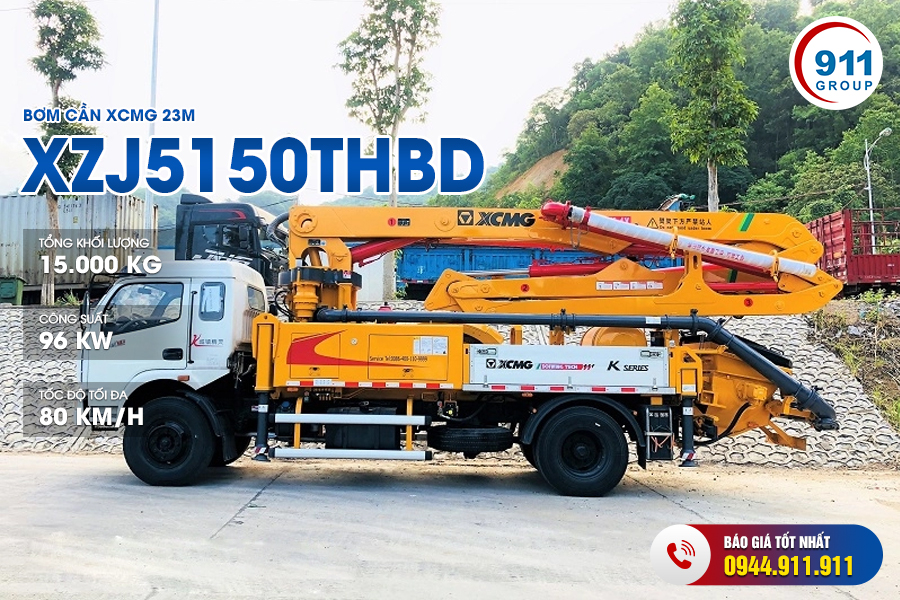 Bơm cần XCMG 23M - XZJ5150THBD xe cơ sở Dongfeng 2 chân
