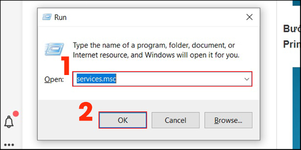 Hủy lệnh in cũ bằng cách sử dụng services.msc