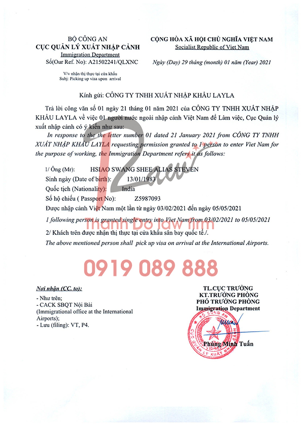 Công văn cho phép người nước ngoài nhập cảnh vào Việt Nam trong giai đoạn Covid-19