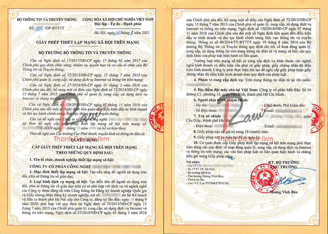 Thủ tục xin cấp giấy phép mạng xã hội