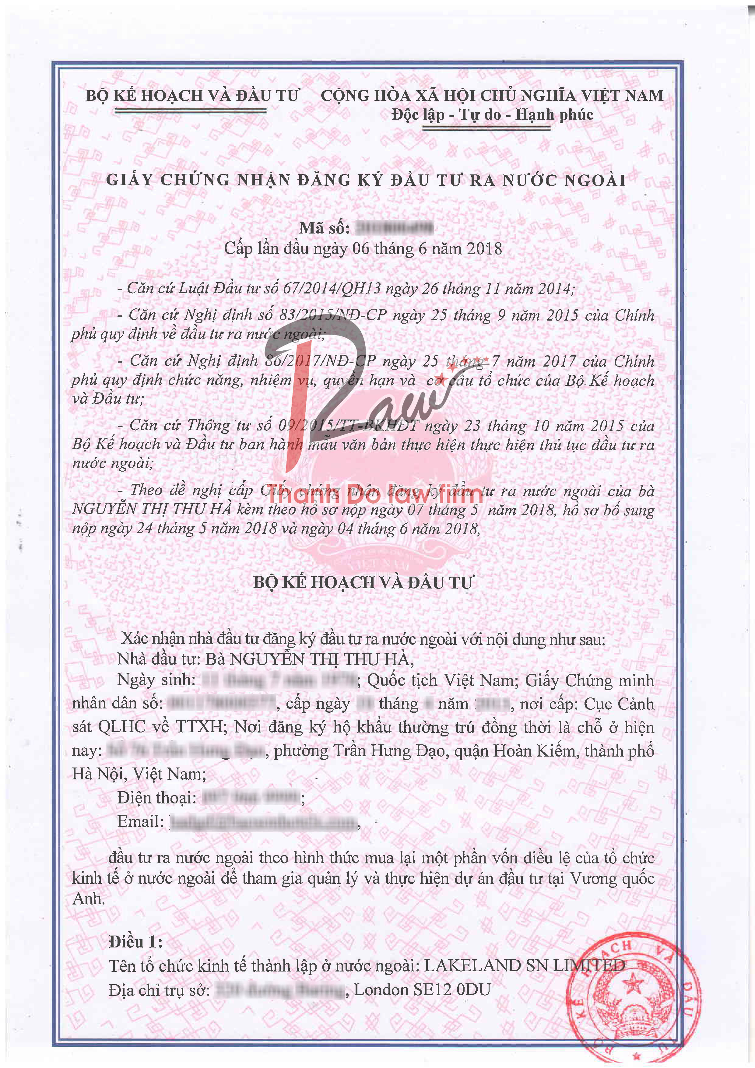 Thủ tục xin giấy phép đầu tư ra nước ngoài