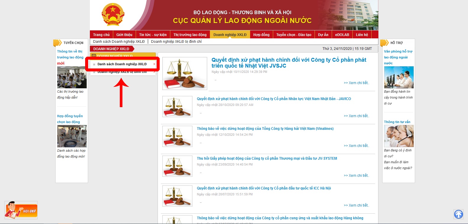 Trang thông tin doanh nghiệp xuất khẩu lao động