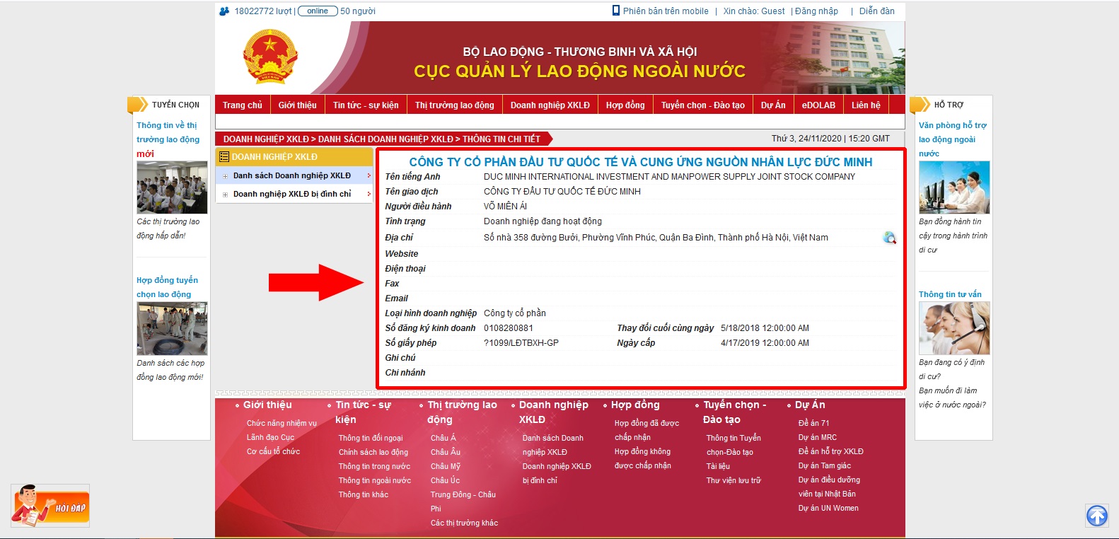 Thông tin chi tiết doanh nghiệp xuất khẩu lao động