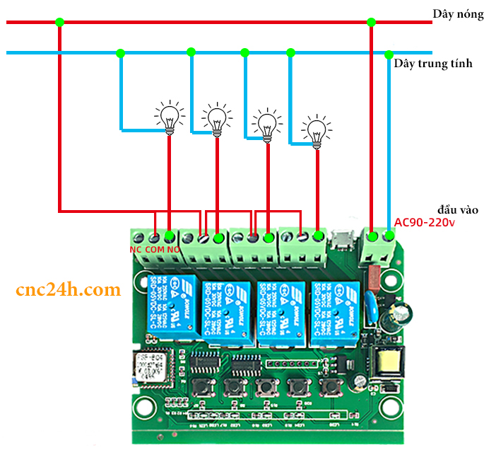 đấu nối thiết bị đóng ngắt thông minh