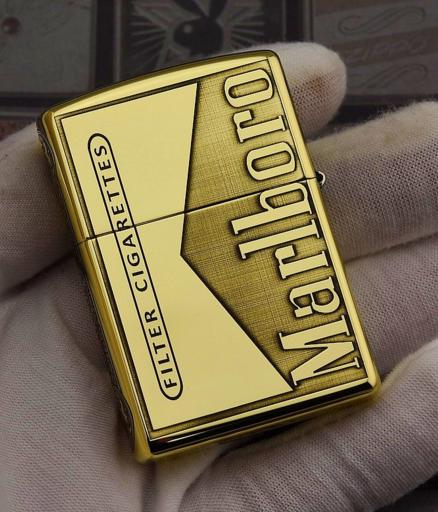 Hoa văn dập nổi Marlboro được khắc tinh xảo của zippo Mỹ armor chính hãng