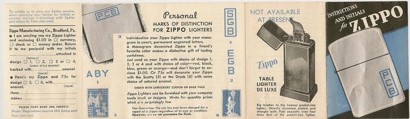 giấy bảo hành zippo 1947