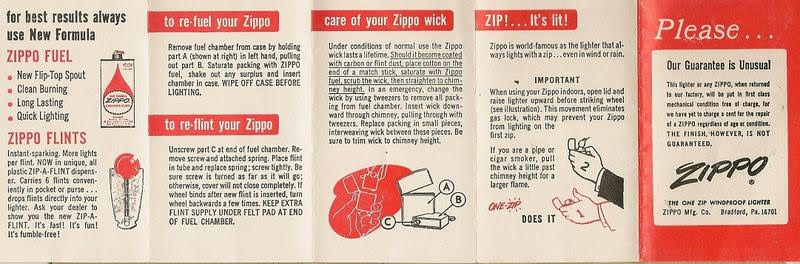 giấy hướng dẫn sử dụng zippo 79