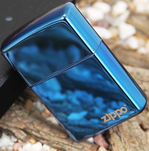 zippo xanh biển bóng