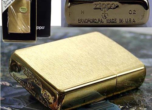 zippo armor 168 vàng xước đồng nguyên khối