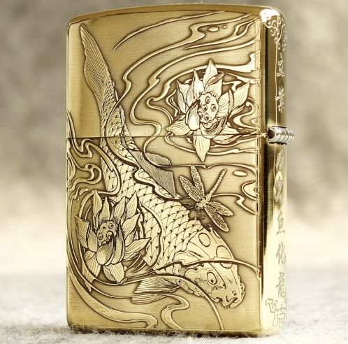 bật lửa zippo cá chép hoa sen